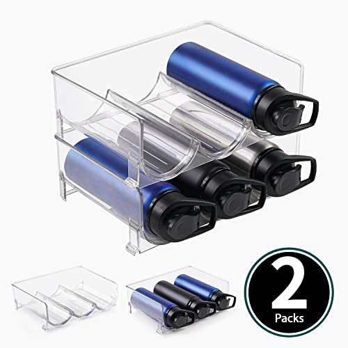 Water Bottle Organizer - Stackable Water Bottle Holder - Plastic Wine Bottle Storage Rack For Cabinet, Refrigerator, Kitchen Countertops, Soda Can Organizer, Bpa Free, Clear, 2 Packs #TOP1