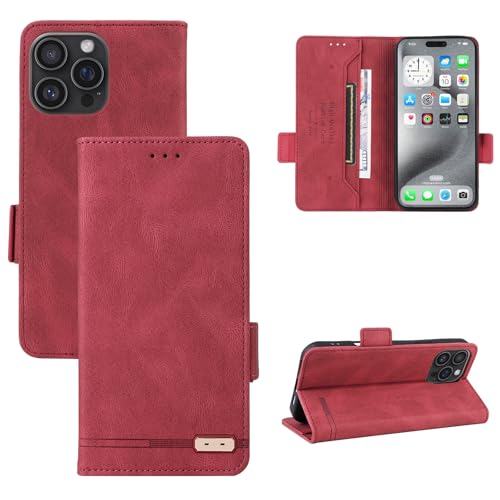 Coque iPhone 16 Pro Max étui portefeuille cuir PU folio antichoc avec fente carte