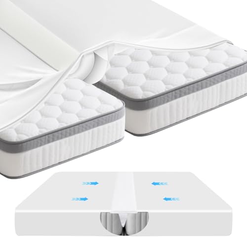 Oupuven Puente de Cama con Sábana, 200x180cm 2 en 1 Puente de Convertidor de Individual a Cama de Matrimonio, Elimina el Hueco Entre Los Colchones