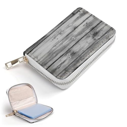 Women Leather Coin wallet, Key Change Organizer Zipper Card Holder Purse Clutch Pouch Pocket 4.5x3.15 in Print Black White Wood Vintage Wooden2