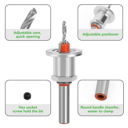 Countersink Drill Bit Set, 5 Pieces, Adjustable with Debris Cavities, 8x8 mm - Image 4