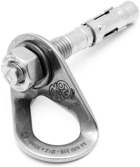 Anchor KIT, Heavy-Duty Stainless Steel AISI 316 Anchoring Device with Expansion Plug and Plate, Corrosion-Resistant Rock Climbing and Rigging Hardware