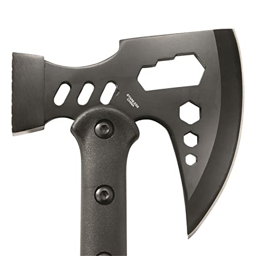 Szco Supplies 16.25” Black Multipurpose Outdoor Camping Survival Hammer Hatchet Axe with Nylon Sheath 211557 Back - Image 4