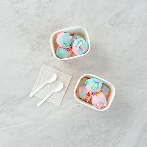 Image of Restaurantware Paper Cups 200 Count 12 Ounce Square Disposable Ice Cream Containers, Leak-Resistant Paper Dessert To Go Cups, Hot And Cold Food, Durable Vanilla Strawberry Swirl, Lids Sold Separately