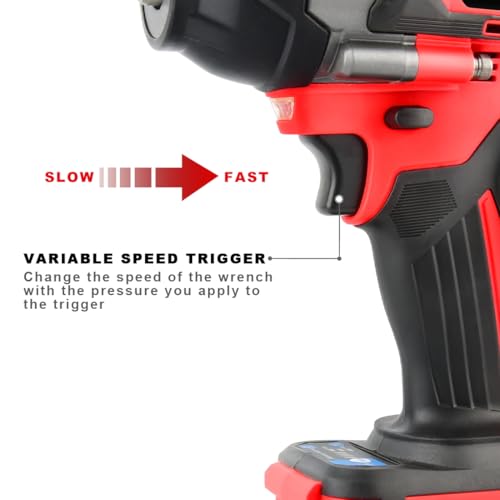 AUTOJARE Cordless Impact Wrench Kit 1/2 inch,Electric Powerful Brushless Motor 20V Max Rechargeable Lithium-Ion Battery with Charger 6pcs Sockets Cordless Wrench Kit