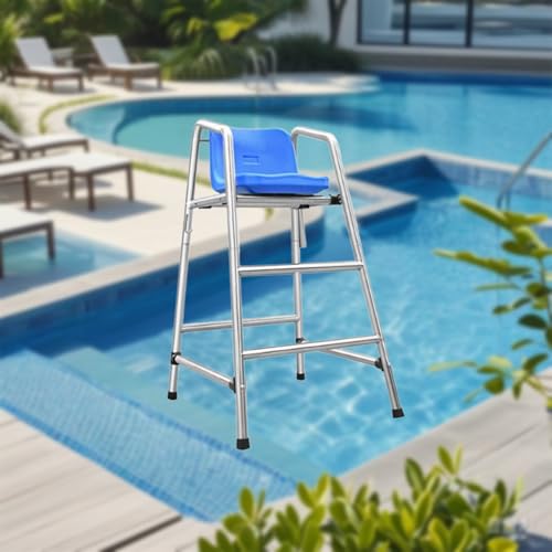ZGHQHCDRH Silla de socorrista, Sillas de Exterior Resistentes, Silla Salvavidas for Piscina Acero Inoxidable 201/304 con Asiento ABS, for Lago y Playa