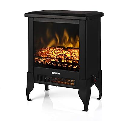 TURBRO Suburbs TS17 Compact Electric Fireplace Stove, Freestanding Stove Heater with Realistic Flame - CSA Certified - Overheating Safety Protection - for Small Spaces - 18" 1400W