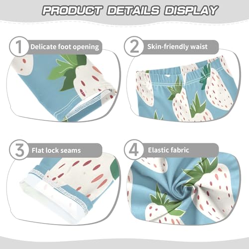 Bolaz Toddler Girls Leggings Printed Yoga Pants Leggings White and Strawberries for Kids3