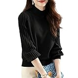 [MilaCorinna] ニット セーター 長袖 レディース カットソー 長袖セーター ハイネック リブニット セーターニット ゆったり 無地 秋服 トップス 着痩せ 大人 きれいめ パフスリーブ カジュアル おしゃれ 普段着 通勤 通学 春秋冬