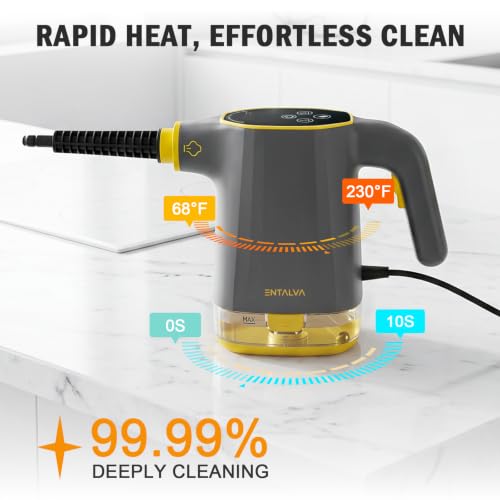 Image of Handheld Steam Cleaner for Home with LED Display, 15-Pcs Set, Gray
