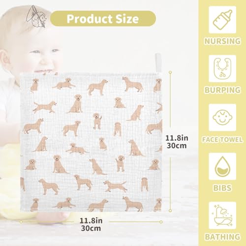 Image of vvfelixl Baby Cotton Washcloths Labrador Retriever Dog Infants Bath Towel for Unisex Face Towels for Newborn, Natural Baby Wipes Delicate Skin, 11.8 X 11.8 inch, one sizex3