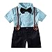 Produktbild Junge Kinder Hemd Mit Fliege + Hose Mit Träger Kleinkind Gentleman Anzug Hellblau 80CM