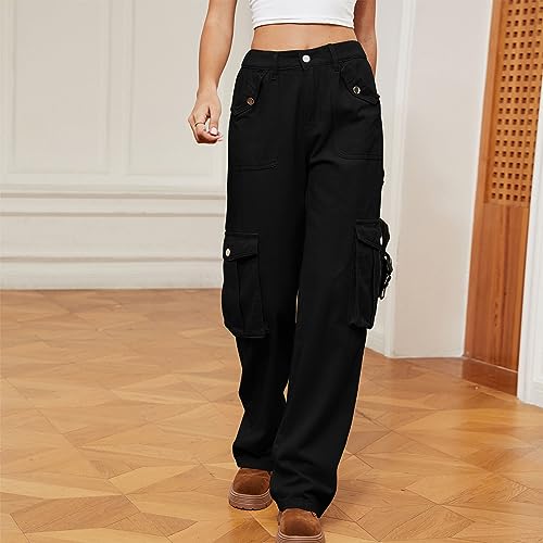 Fashion Mid Rise Jeans for Women Stretchy Zipped Up Button Waisted Denim Pants with Multi-Pocket Teen Girls Y2K Jeans4