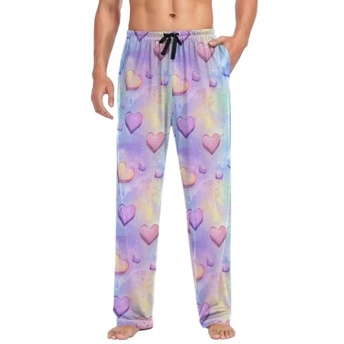 ALAZA Cute Hearts Marble Men’s Pajama Pants Soft Long Sleep Pants Lounge Pajama Bottoms with Pockets3