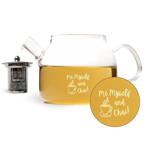 Image of Inspire Glass Teapot 400ml, Customised - Me, Myself & Chai