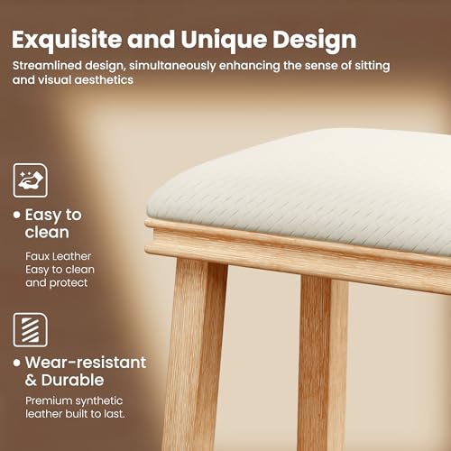 Image of PHI VILLA Counter Height Bar Stools, Solid Wood Barstools, 1PC