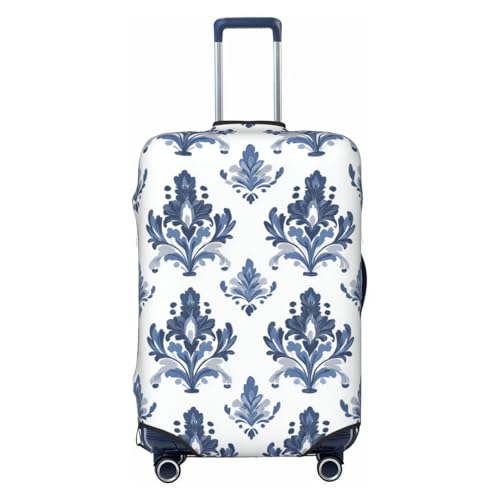 Blue White Floral Victorian Aesthetic Elastic Travel Luggage Covers Dustproof Scratch-Resistant Suitcase Protector Fit 22-24 Inch