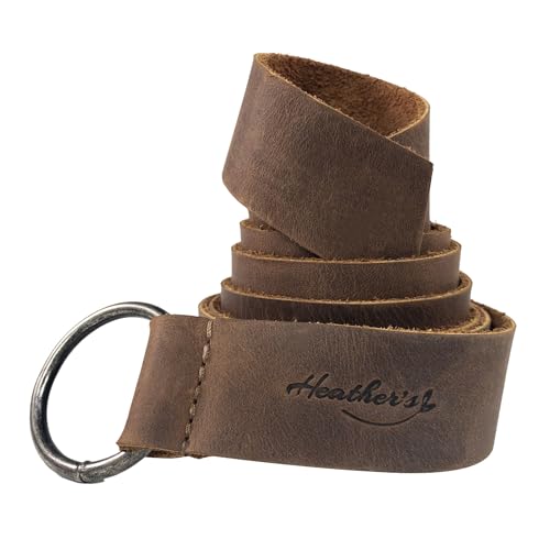 Heather's, Ring Belt for Women, No Buckle Waist Belt, Fashion, Adjustable, Full Grain Leather, Handmade Waist Accessory, Bourbon Brown3