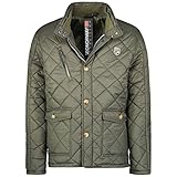  Geographical Norway Cargue Men - Doudoune Chaude Matelassée Homme - Veste Manteau Chaud Doublure Hiver Hommes - Blouson Coupe Vent Manches Longues (Kaki S)