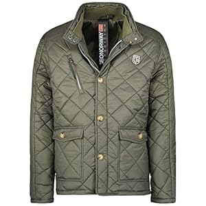 Geographical Norway Cargue Men - Doudoune Chaude Matelassée Homme - Veste Manteau Chaud Doublure Hiver Hommes - Blouson Coupe Vent Manches Longues (Kaki S)