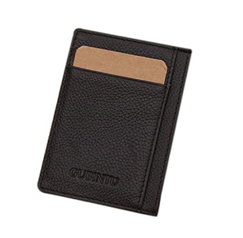 Ularma 2016 Moda Ultra Delgado Mini Cuero crédito Card ID Titular Dinero Clip Cartera (café)