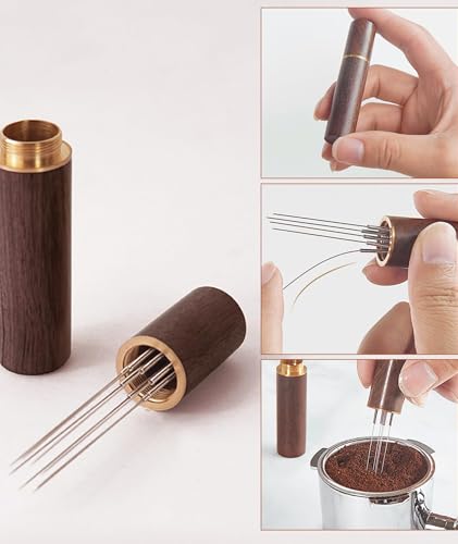 Image of Coffee Accessories Set, 51mm Portafilter Powder Ring, Coffee Stirrer, Espresso Machine Accessories, Coffee Distributor, Cafe Coffee Kit, Silver and Ebony Wood