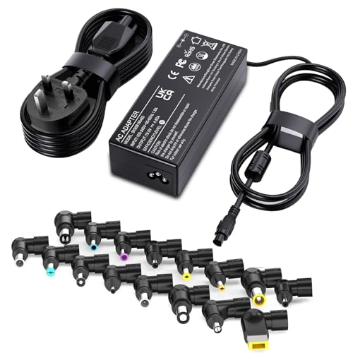 90W Universal Laptop Charger Compatible with HP Dell Samsung Sony Lenovo Acer Asus Toshiba IBM Fujitsu Notebook Ultrabook Chromebook UK Adapter Replacement 65W 45W with Power Cord and 16 Tips