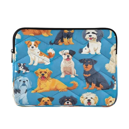 Funda para portátil 13-14 pulgadas impermeable patrón perros azul
