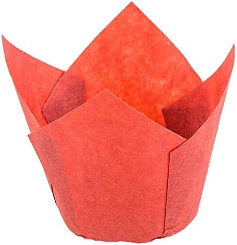 Tulip Baking Cup, Red, 1 Case - 1-1/4" to 2-3/4" High