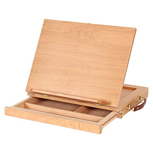 Wooden Table Top Easels for Painting Sketchbox Adjustable Wood Artist Drawing & Sketching Board Storage Drafting for Kids, Beginners & Professional Artists