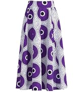 iooiooi African Skirt for Women Ankle Length Cotton Dashiki Print Long Skirt