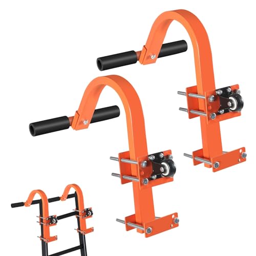 Vocpy 2 Pack Roof Ladder Hook Kit, 500 Lbs Load Capacity Heavy Duty Ladder Hooks with Wheel Extension Accessories Rubber Grip T-Bar for Damage Prevention, Easy Setup to Access Steep Roof