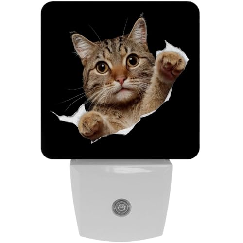 Image of NEWzone Cat Night Light [2 Pack], Plug in Wall Led Night Lights Decor for Boys Girls Room, Dusk to Dawn Sensor Wall Lamp for Stairway /Bedroom /Kitchen /Nursery Room