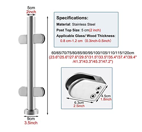 Kit de abrazadera de poste de barandilla redonda de 75 cm para balaustradas de exterior e interior 4