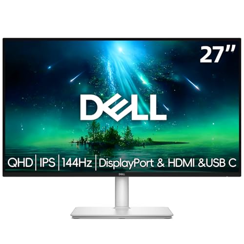 Image of Dell 27 inch Monitor, LED QHD(2560x1440) - 144Hz Refresh Rate 1500:1 Contrast Ratio, 1ms, AMD FreeSync - VESA, Integrated 2x3W Speaker, Height /Tilt /Pivot /Swivel, DisplayPort & HDMI & USB C, White