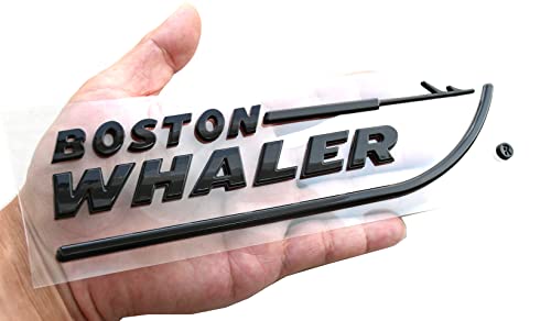 Image of 1pc Boston Whaler Emblem 3D Badge Nameplate Letter Size 8-3 /4 inch X 2 inch Peel and Stick (Glossy Black)