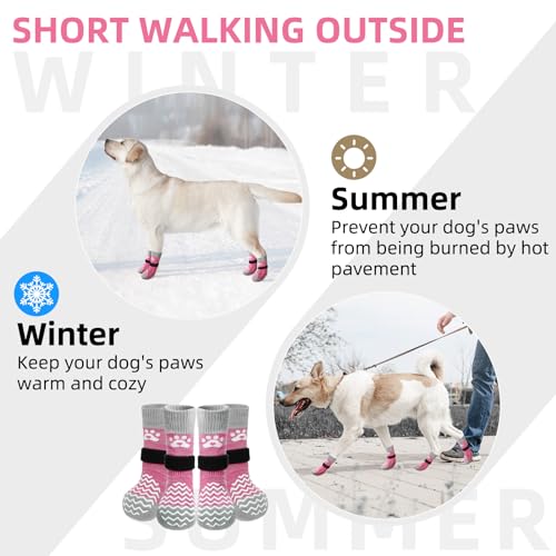 PUPTECK Anti Slip Dog Socks with Double Grippers for Hardwood Floors, Shoes for Hot/Cold Pavement, Boots & Paws Protectors to Prevent Licking, Traction Booties for Senior Small Large Dogs by PUPTECK - Image 5