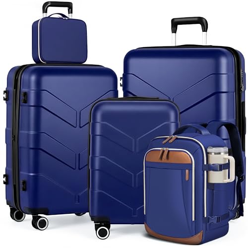 Sets 5 Piece - Expandable Suitcase Set With Tsa Lock & Spinner Wheels, Lightweight Pp Hardshell Travel Luggage For Men Women, Blue