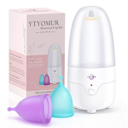 YTYOMUR Menstruationstassen-Dampfsterilisator mit 2 wiederverwendbaren Menstruationstassen, Periodentassen-Reiniger-Waschset