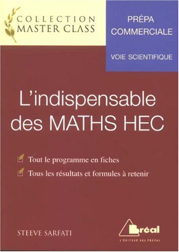 Télécharger L'indispensable des MATHS HEC : Voie scientifique Livre PDF Gratuit