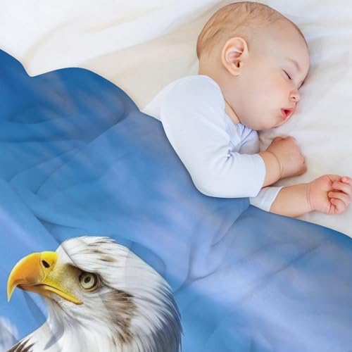 Couverture chaude et confortable en flannel soft imprimé aigle