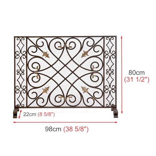 Mampara de chimenea de cobre antiguo con panel decorativo de alta gama 7
