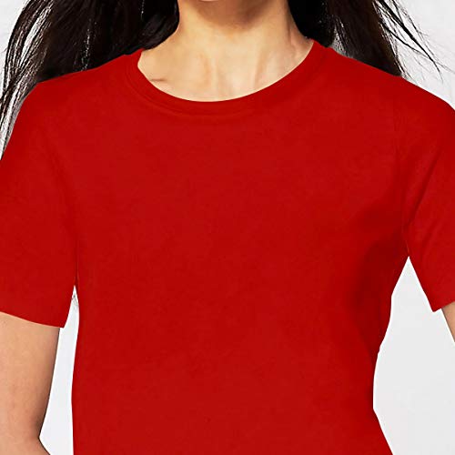 Image of Pooplu Women's Regular Fit Premium Plain 100% Cotton Round Neck Half Sleeves Multicolour Pootlu T Shirt. Casual, Stylish, Trending, Symbol Tshirts