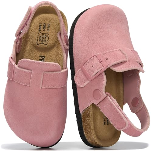 Image of Project Cloud Kids Clogs 100% Genuine Leather with Natural Cork Footbed & Memory Foam Insole Arch Support - Non-Slip Clogs for Kids - Slippers Sandals for Boys & Girls Footwear
