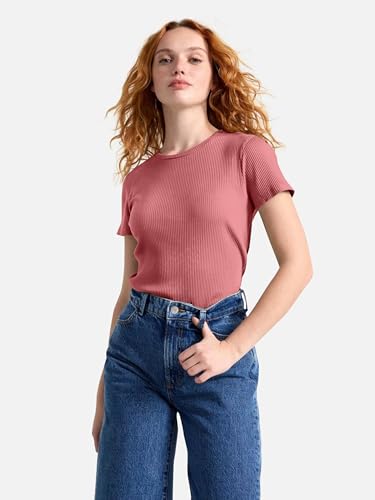 Image of Zilcon Women Fashion Trendy Ribbed Round Neck t Shirt for Woman Half Sleeves Tops for Women Stylish Western Formal, Casual, Office, Date, Outing, Party Tops