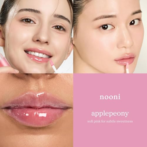Image of NOONI Korean Lip Oil Set - Appleblacktea & Applepeony - Long-Lasting, Moisturizing, Revitalizing Lip Gloss Stain Makeup for Dry Lips - Waterproof, No Peel Off, Stocking Stuffers (2EA, 0.12 fl oz)