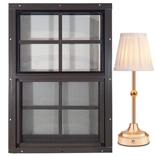 EJFOIEJ Portable LED Flush Playhouse Windows(Brown) Table Lamp,3 Color Touch Control Rechargeable Lamp, Night Light, Bedside Lamp,Dining Room Lamp,Ideal Bedside Lamp for Nightstand