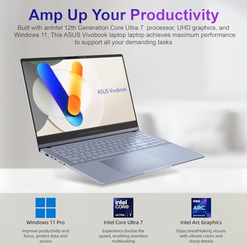Image of ASUS Vivobook S 15 Laptop, 15.6 inch 3K 120Hz OLED Display, 16-Cores Ultra 7 155H, Intel Arc Graphics, 16GB RAM, 1TB SSD, RGB Backlit KB, WiFi 6E, Thunderbolt 4, with Lifetime Office, Win 11 Pro