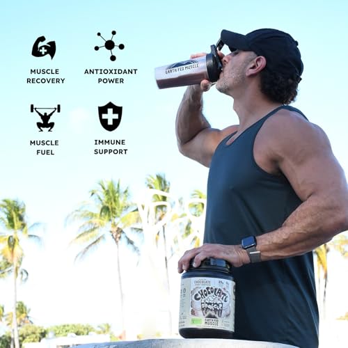 Image of Earth Fed Muscle Chocolate Shakeup Irish Grass Fed Whey Protein Isolate, Third-Party Certified. 25g Protein, Chocolate - Non-GMO, Hormone Free, Soy Free, Gluten Free - 2 LB, 29 Servings