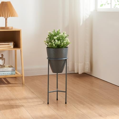 [en.casa] Stand Portapiante con Custodia Decorativa per Vaso Espositore Fiori Piante Piedistallo Portavaso in Metallo 40,5 x 16 cm Nero